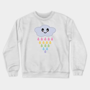 Kawaii Cute Raining Rainbow Rain Clouds Crewneck Sweatshirt